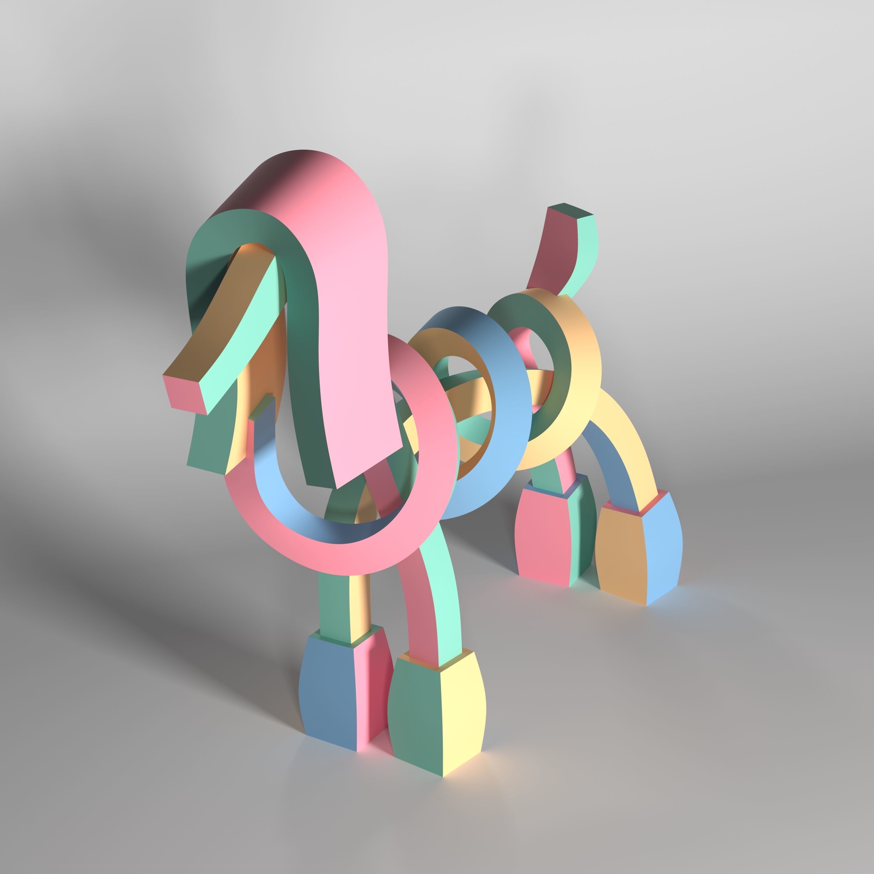 Poodle Pastel - Dog Model Low-poly 3D model_1