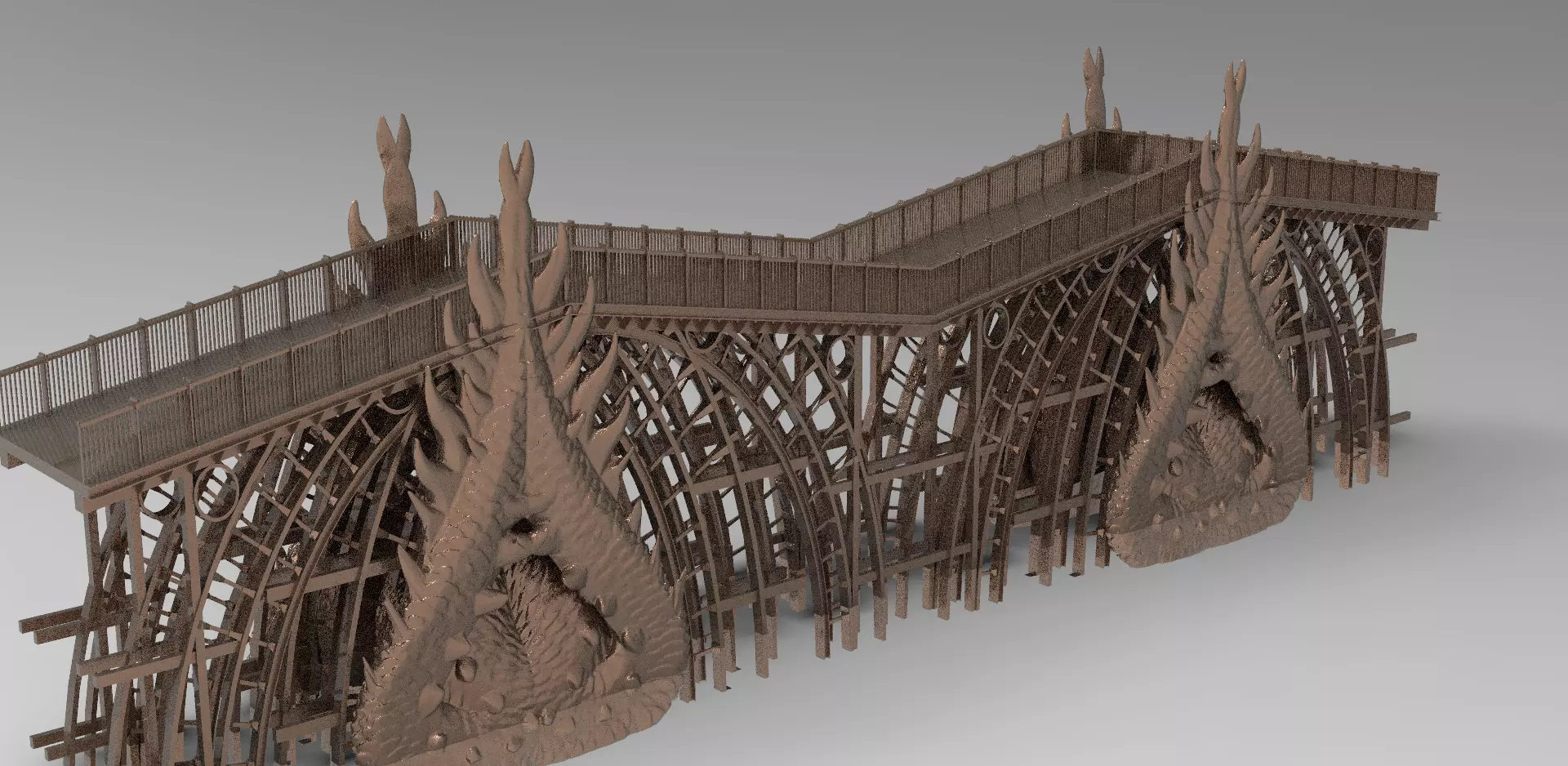 Dark Epic Fantasy bridge Dragon version 1 3D model_0
