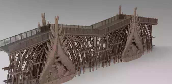 Dark Epic Fantasy bridge Dragon version 1