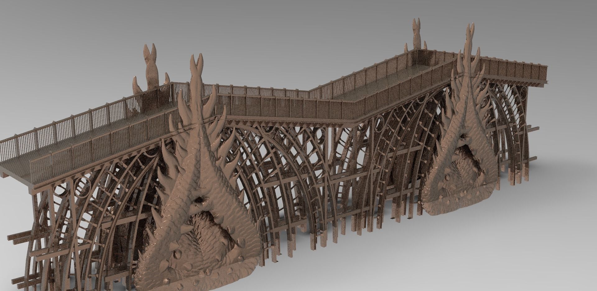 Dark Epic Fantasy bridge Dragon version 1 3D model_1