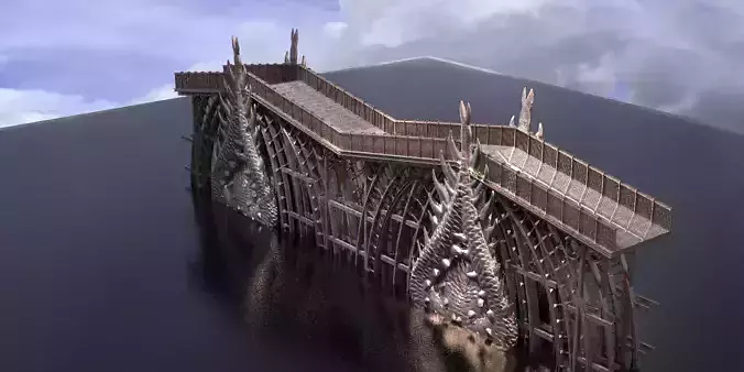Dark Epic Fantasy Patterned Drake Bridge 3D model