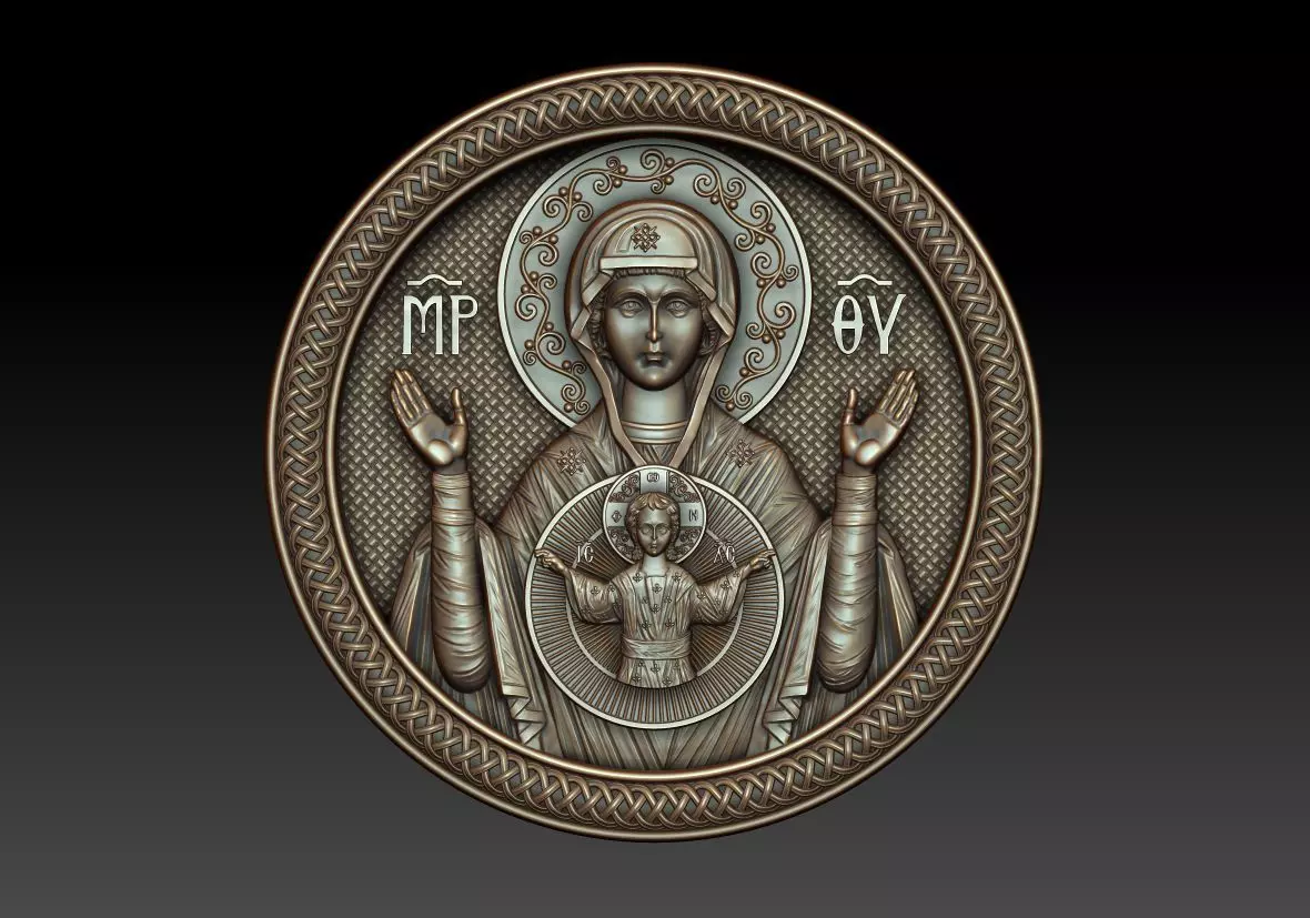 Mother of god with child 3D model_0