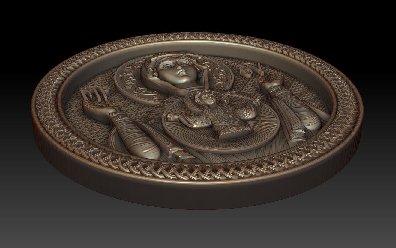 Mother of god with child 3D model_2