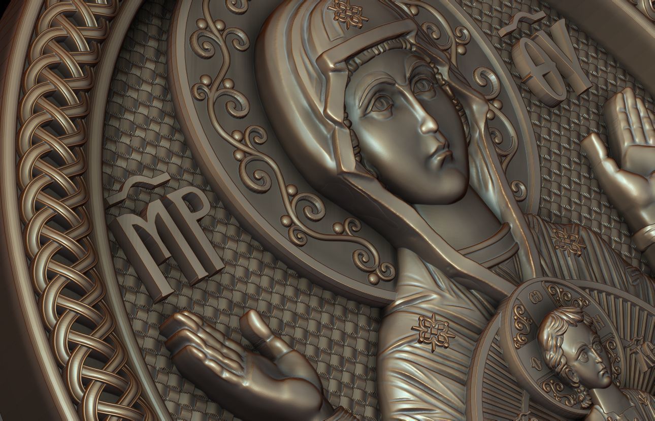 Mother of god with child 3D model_7