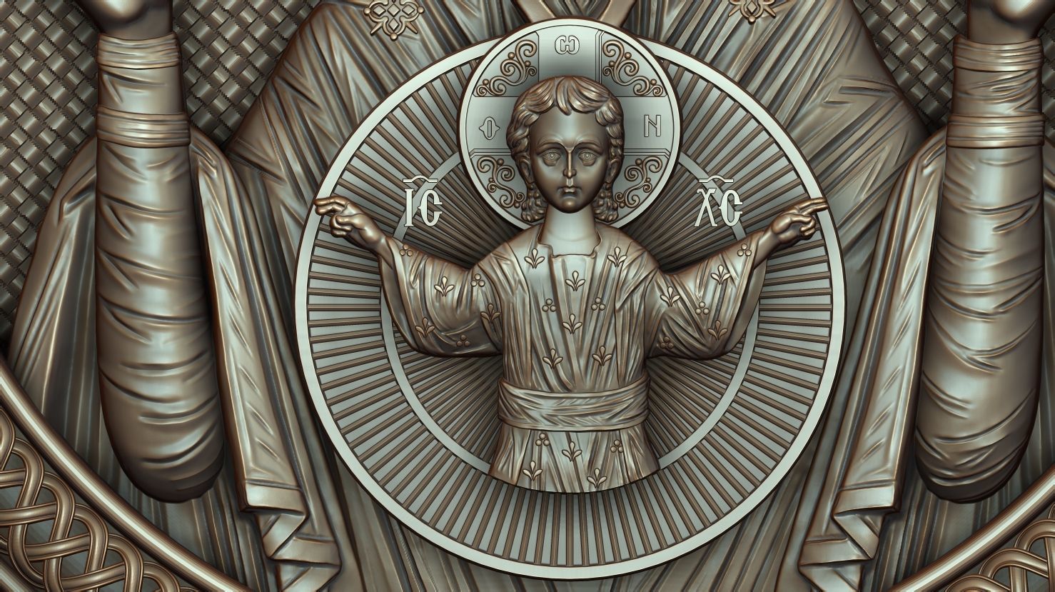 Mother of god with child 3D model_8