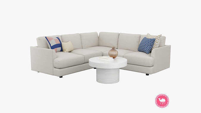 Haven 3 Piece L-Shaped Corner Sofa Low-poly 3D model