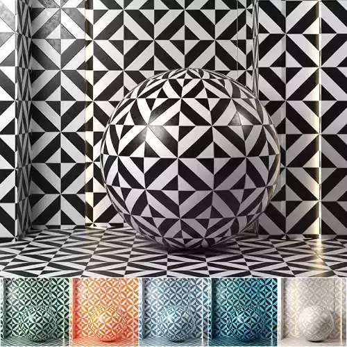 4k 6color Ceramic tile Texture set 04-Seamless