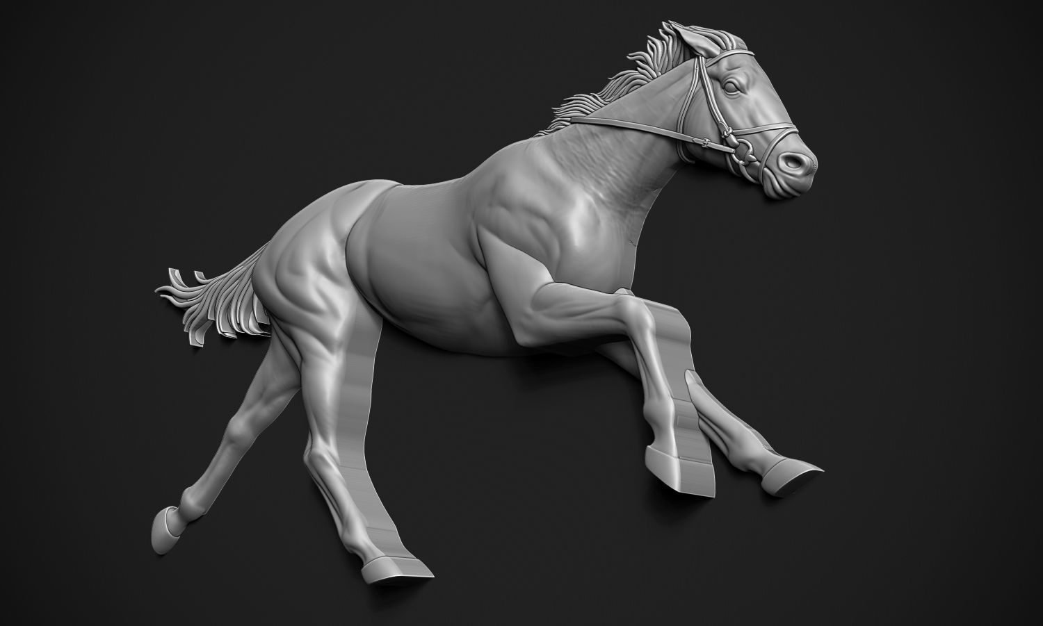 Running Horse Bas Relief 3D print model_3