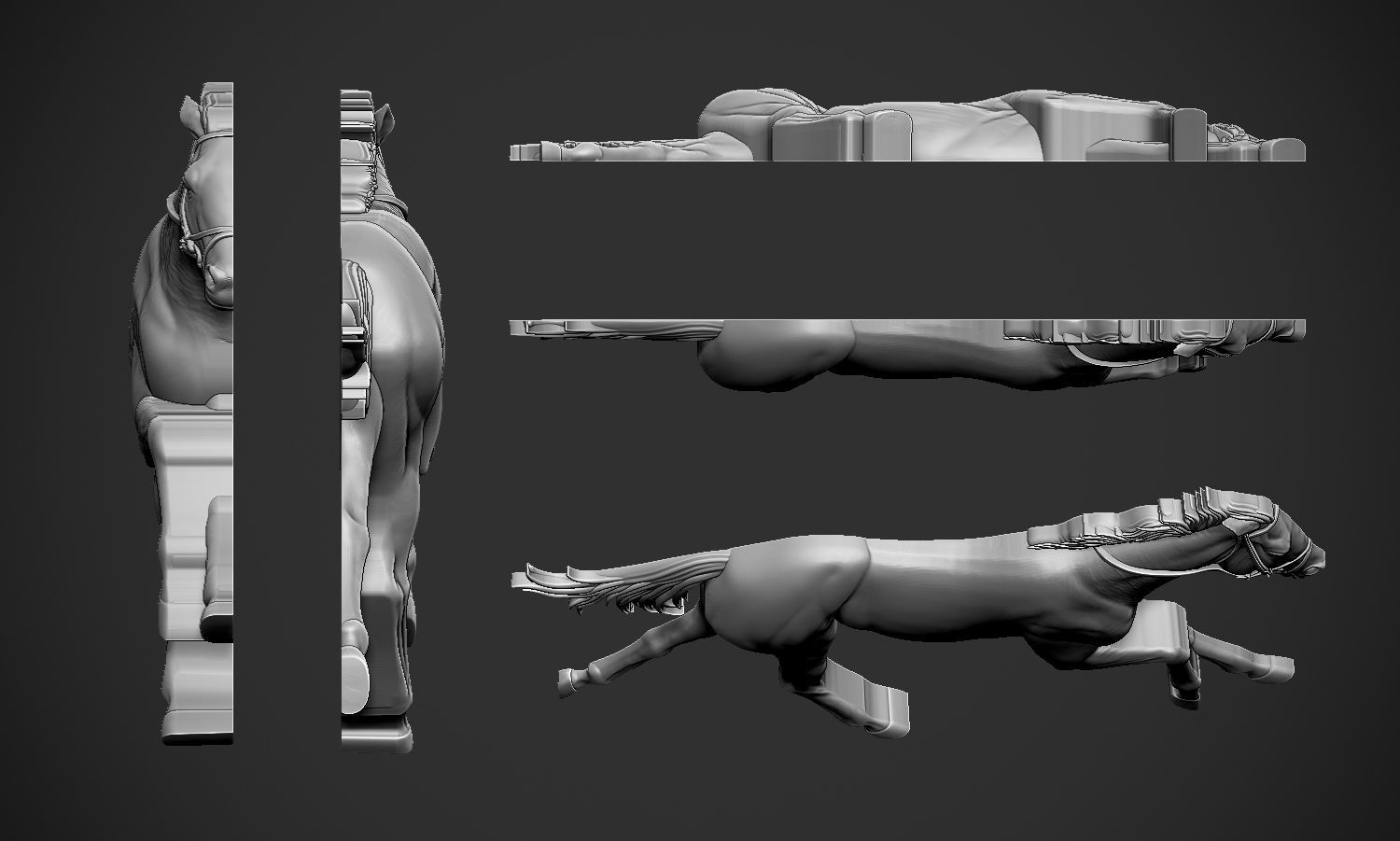 Running Horse Bas Relief 3D print model_4