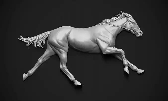 Running Horse Bas Relief 3D print model