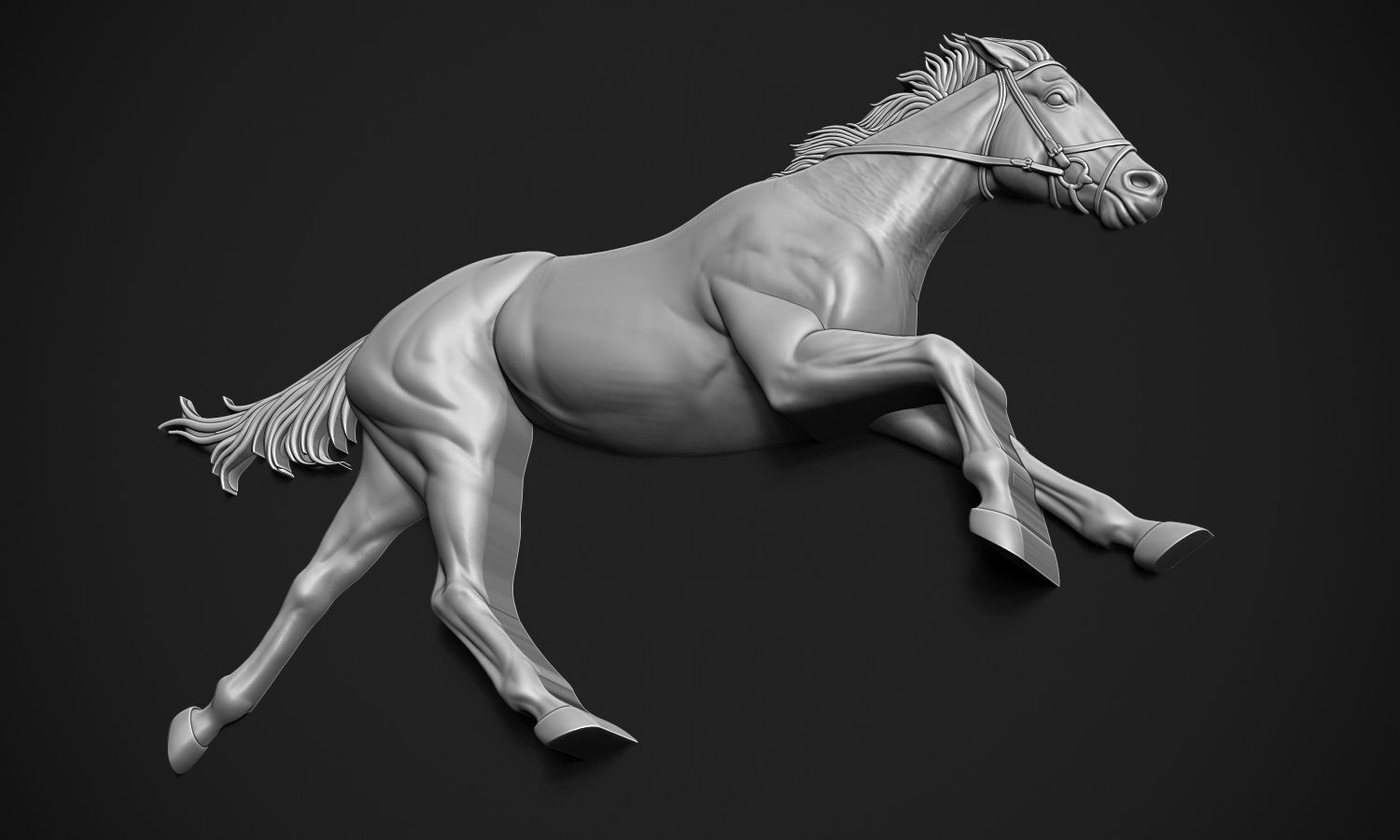 Running Horse Bas Relief 3D print model_2