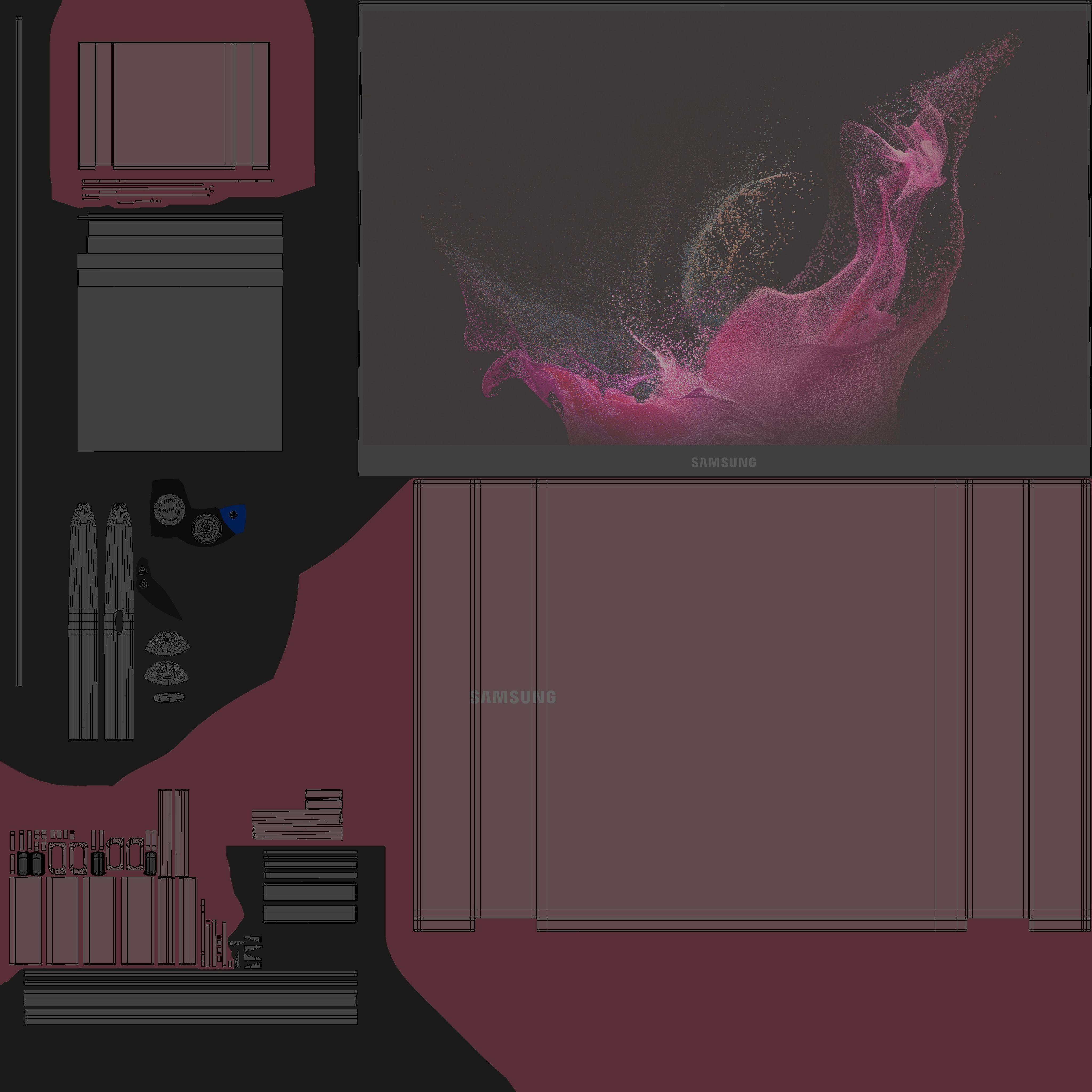 Galaxy Book 2 Pro 360 Burgundy 3D model_9