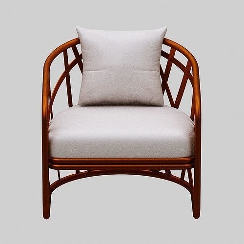 Armchair rattan lounge chair 3D model