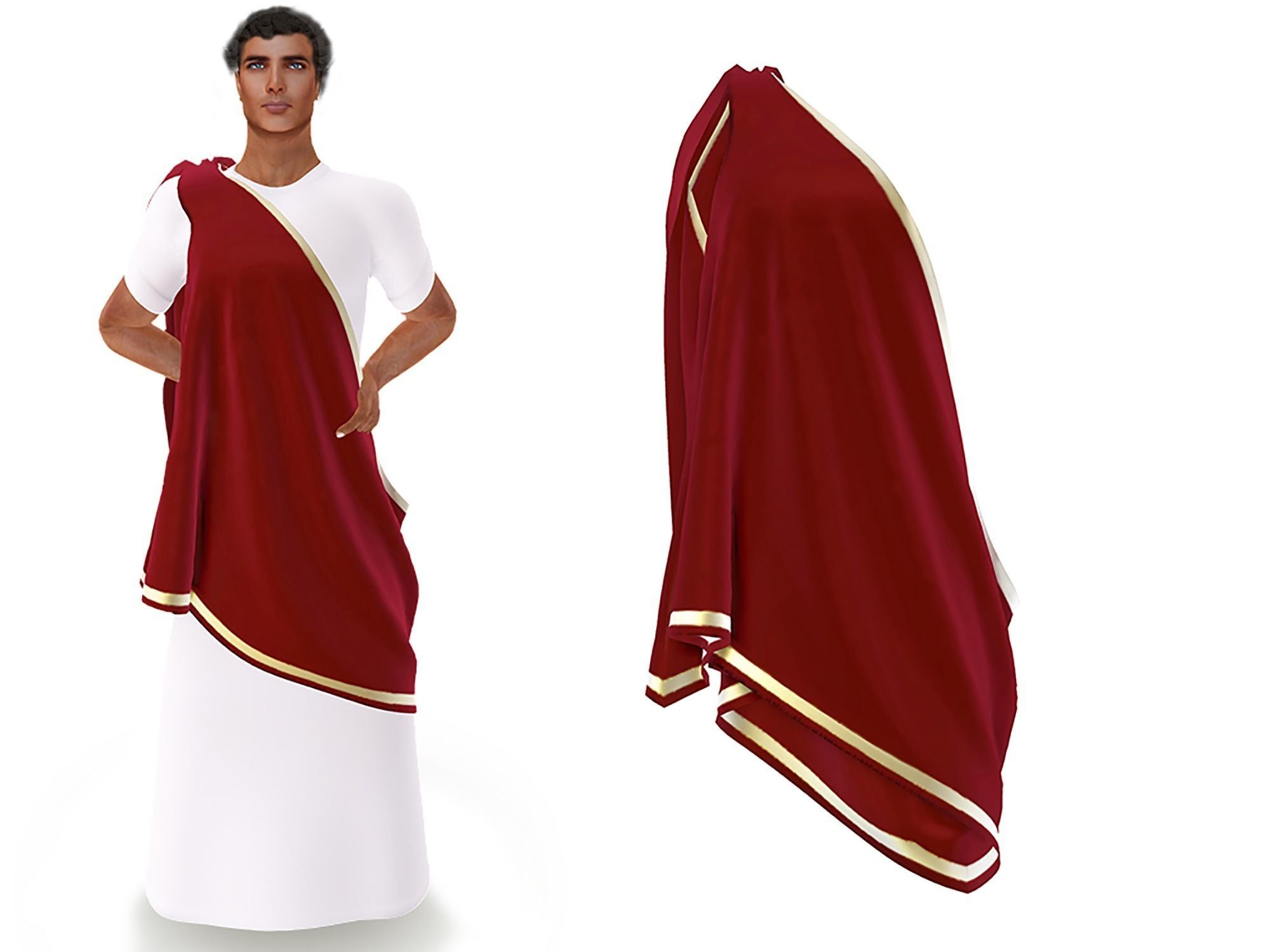 Mens Emperor Toga Low-poly 3D model_2