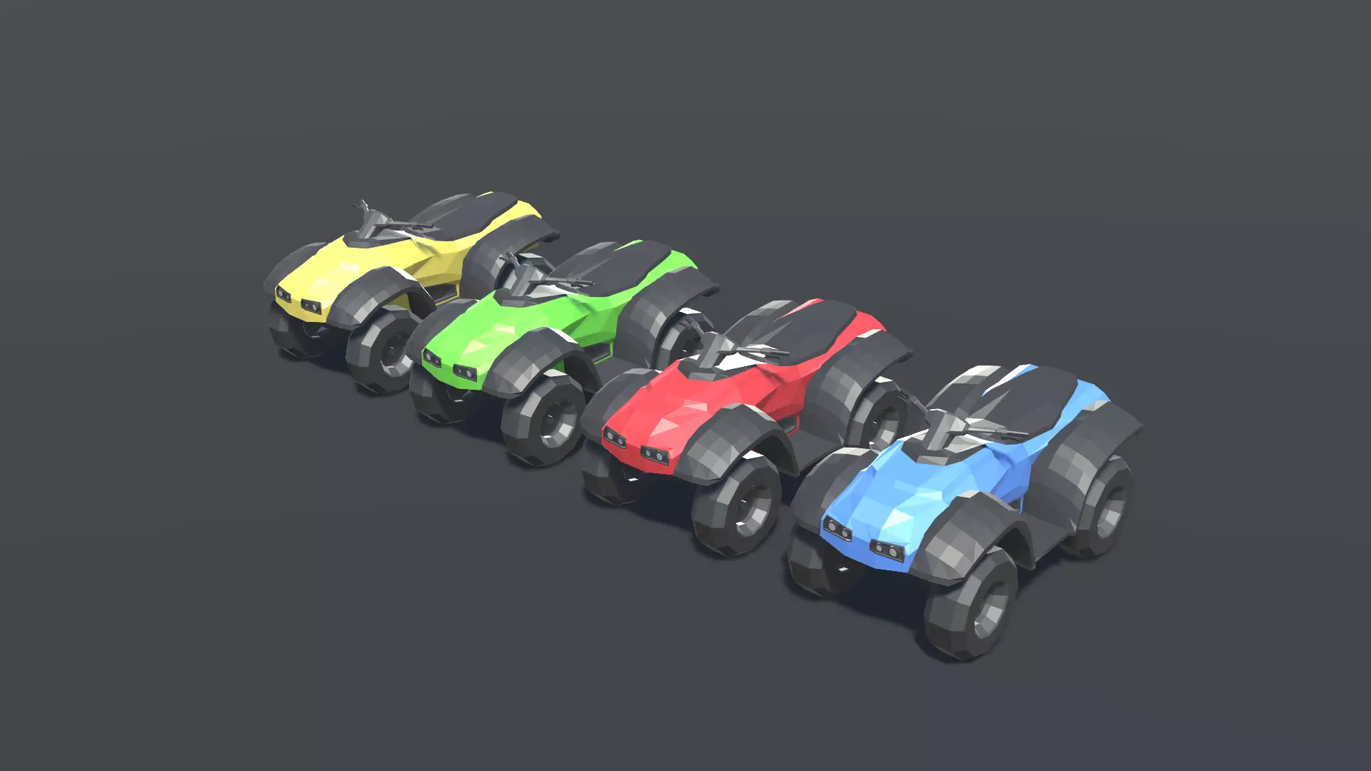 ATV Low Poly four different colored atvs Low-poly 3D model_0
