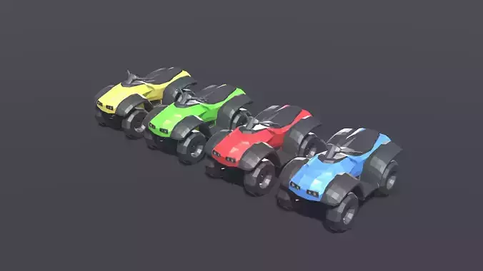 ATV Low Poly four different colored atvs