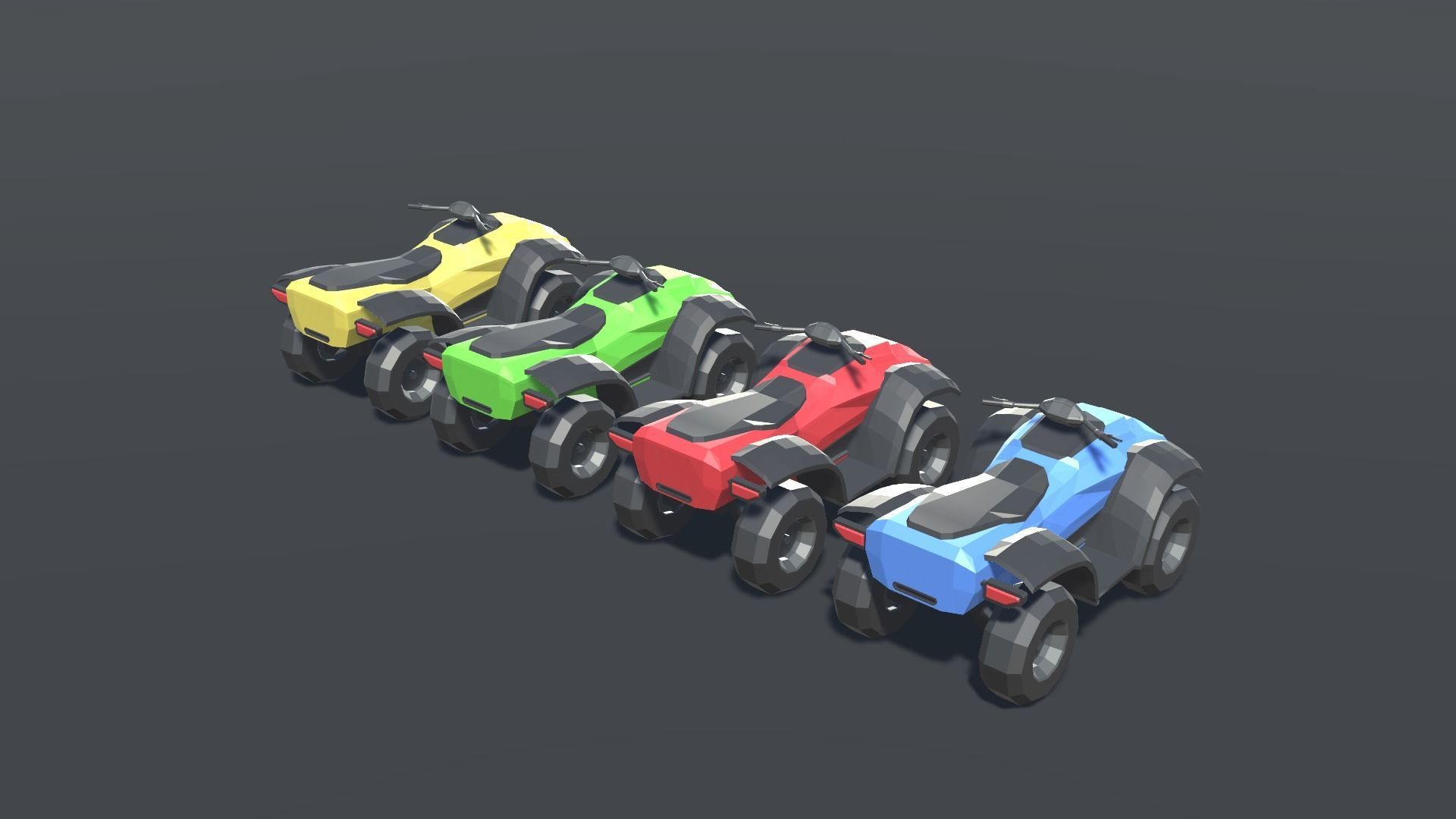 ATV Low Poly four different colored atvs Low-poly 3D model_1
