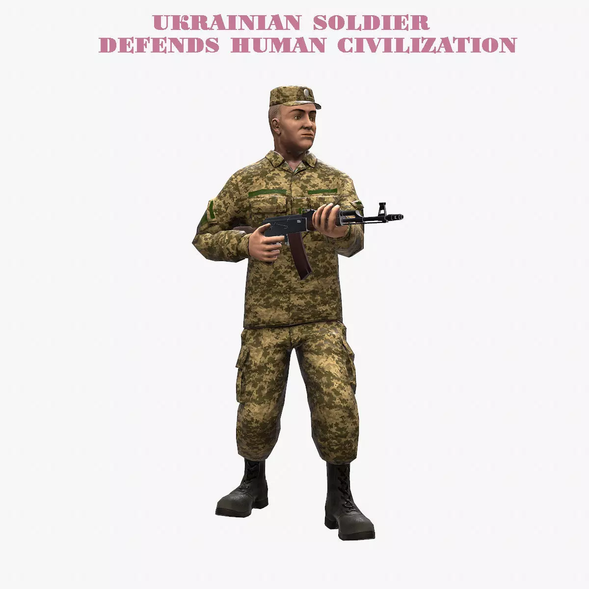 Ukrainais Soldier Rigged Model Low-poly 3D model
