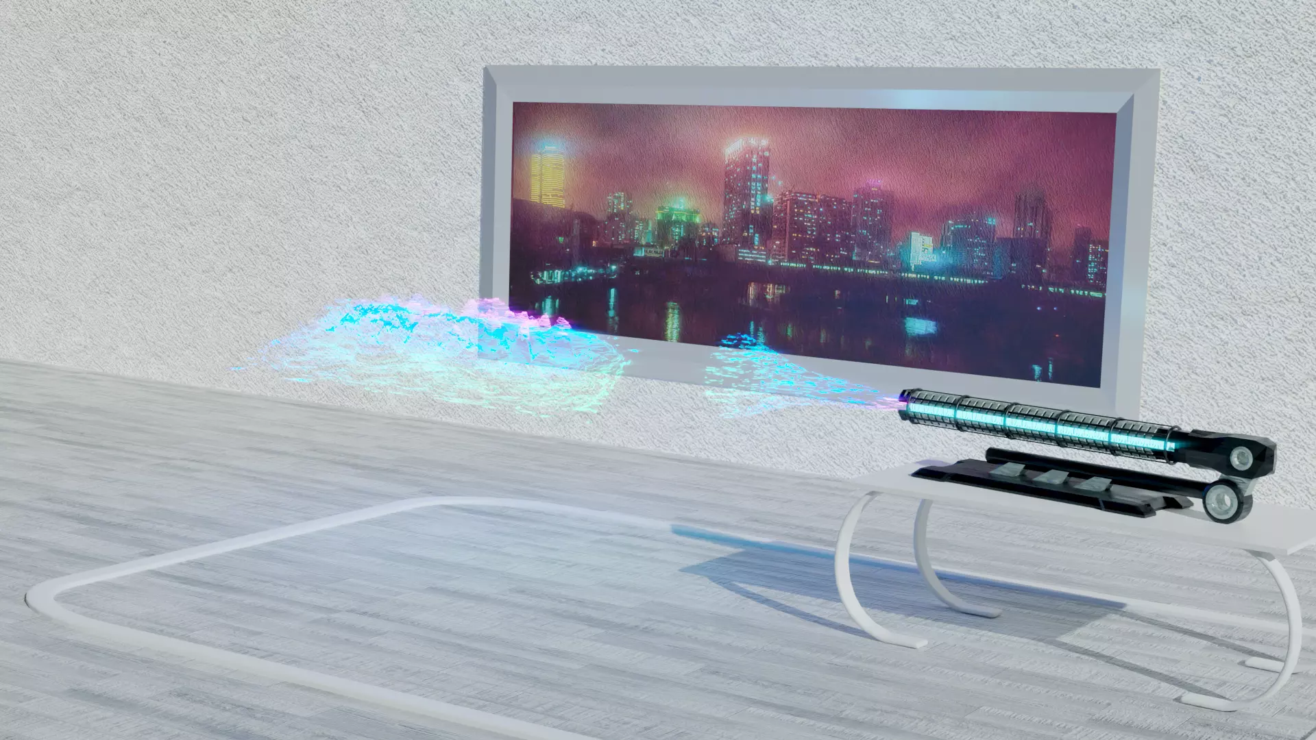 holographer futuristic weapon with lights Low-poly 3D model