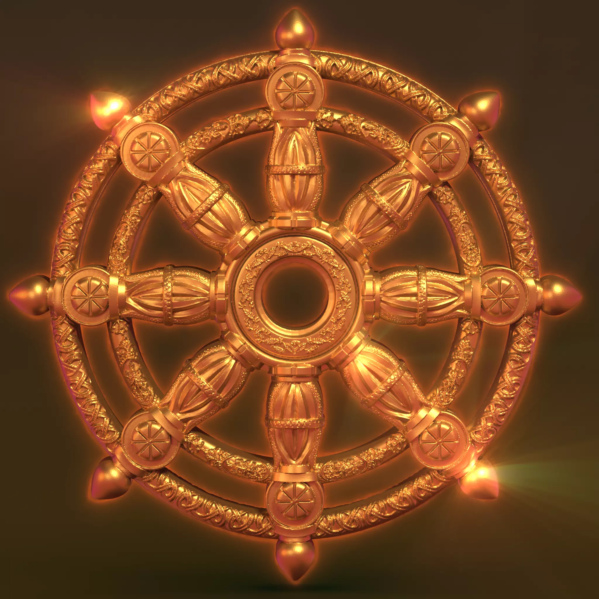 Rueda del dharma Free 3D print model