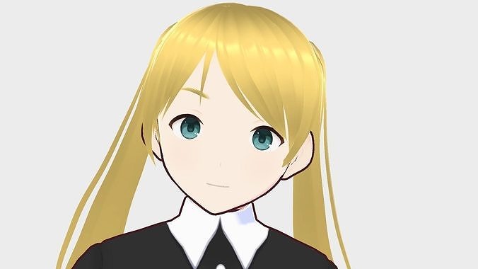 Girl2 anime girl in dress 3D model