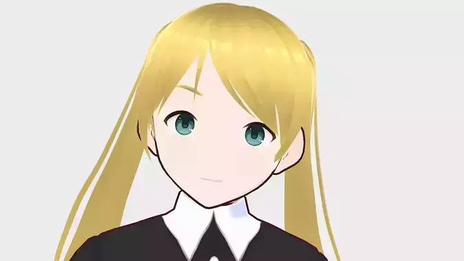 Girl2 anime girl in dress 3D model