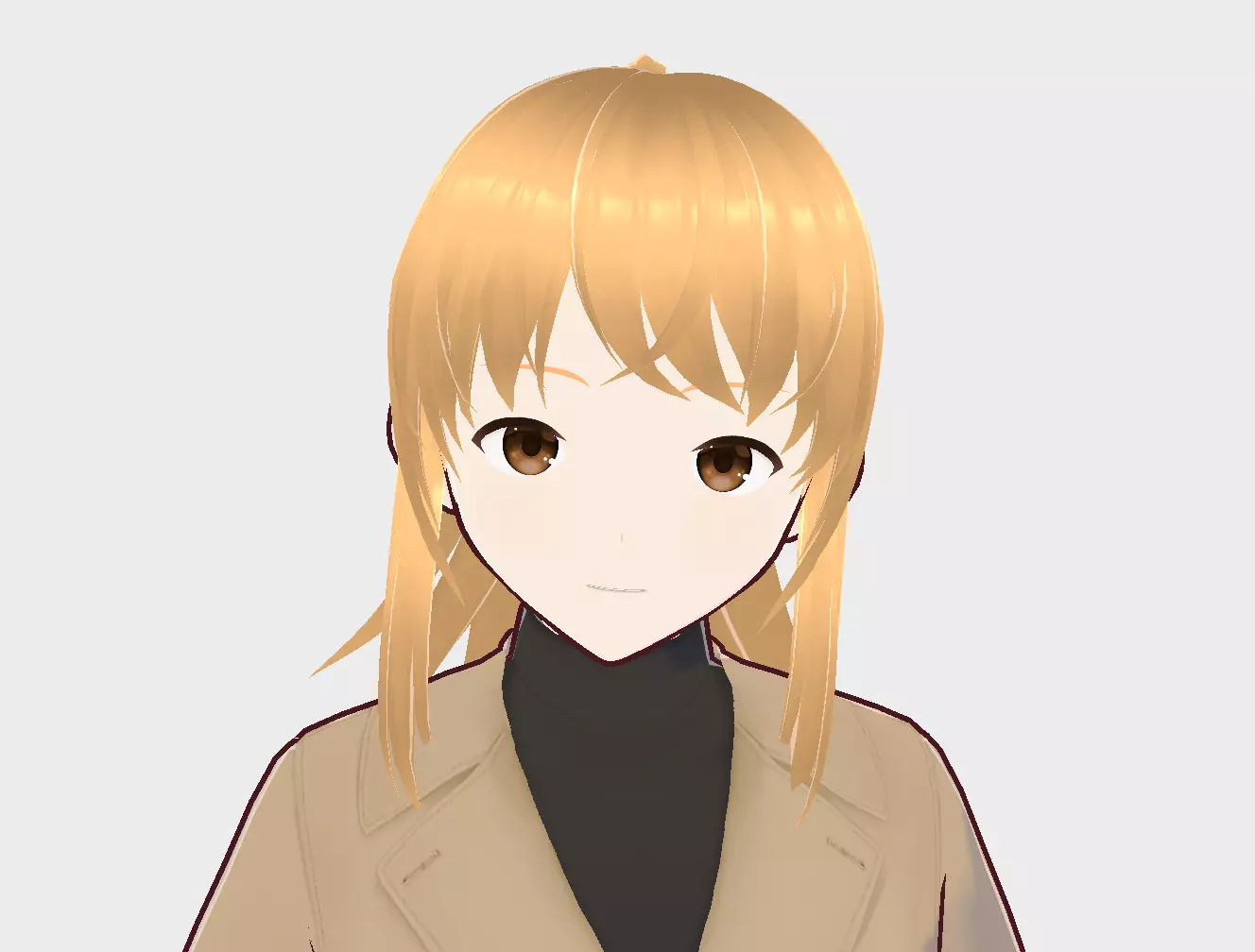 Girl3 anime girl in trench coat 3D model