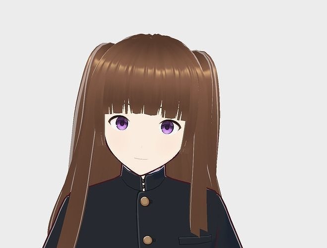 Girl4 anime girl in suit 3D model