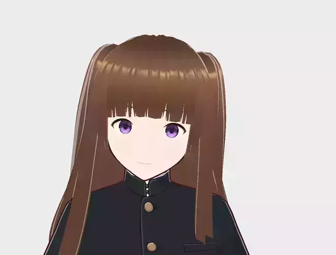 Girl4 anime girl in suit 3D model