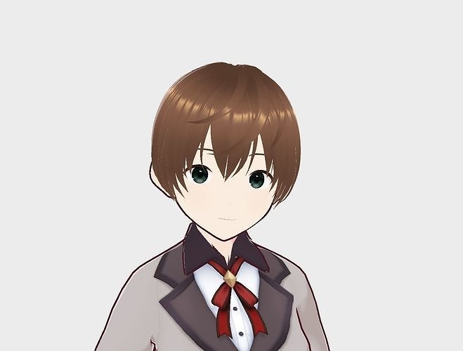 Girl5 anime girl in school uniform 3D model