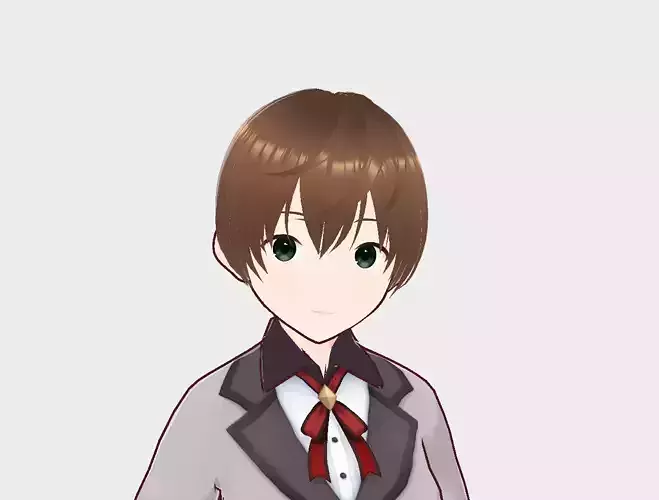 Girl5 anime girl in school uniform 3D model
