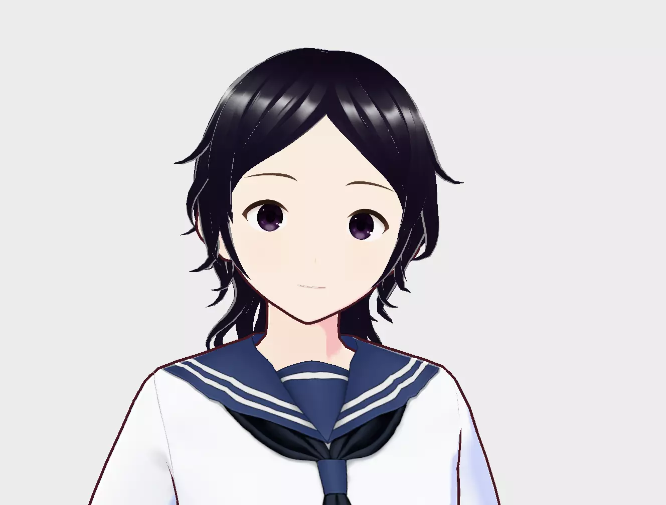 Girl6 anime girl in school uniform 3D model