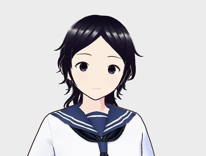 Girl6 anime girl in school uniform 3D model