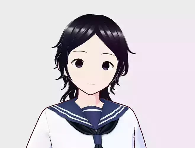 Girl6 anime girl in school uniform 3D model