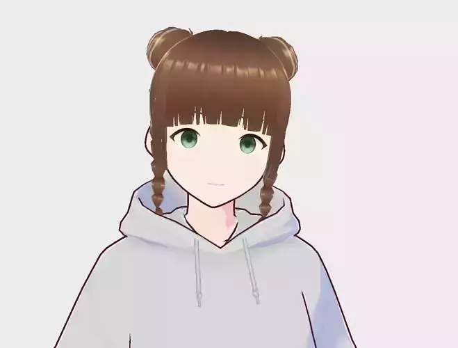 Girl7 girl in hoodie and sneakers 3D model