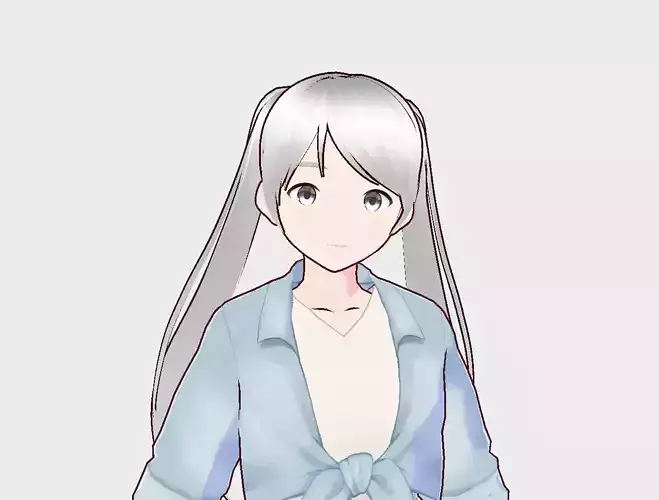 Girl8 anime girl in dress 3D model