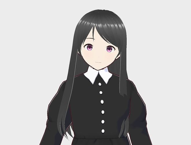 Girl9 anime girl in dress 3D model