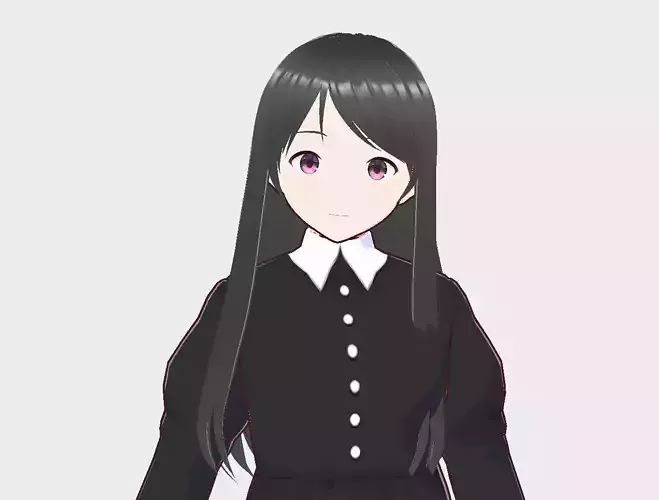 Girl9 anime girl in dress 3D model