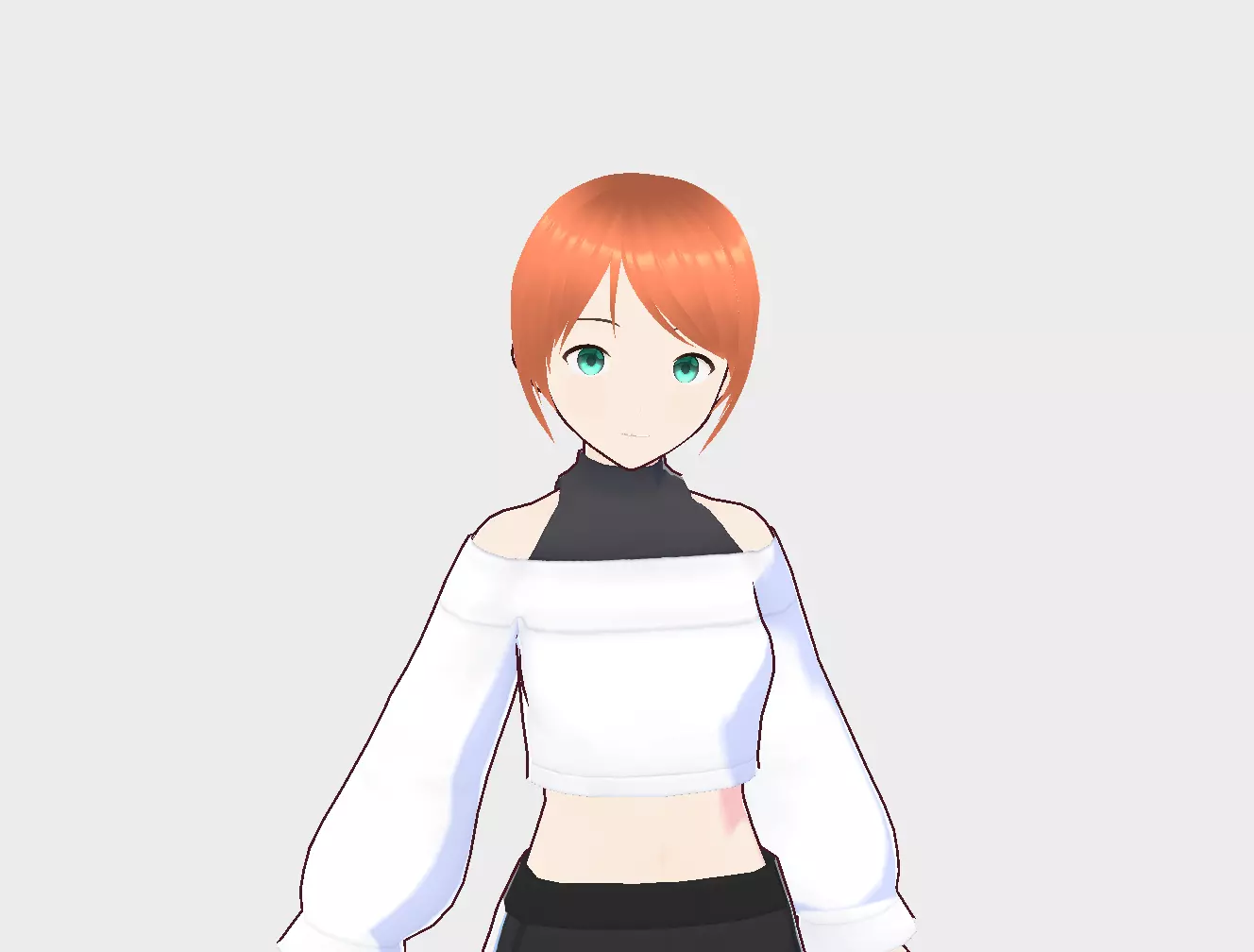 Girl10 anime girl in top and pants 3D model