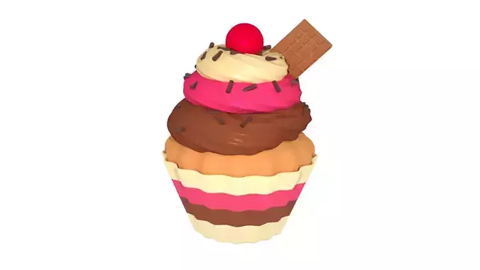 Cherry Cupcake 3D model