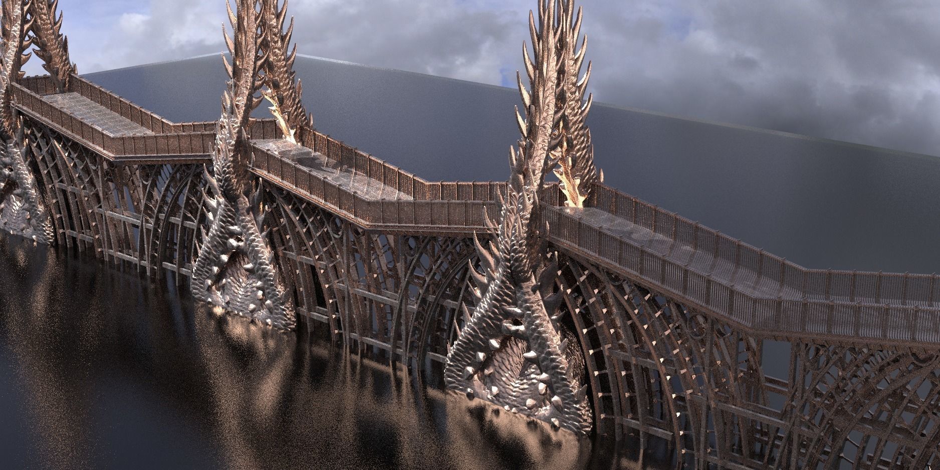 Dragon Ornate bridge 3D model_1