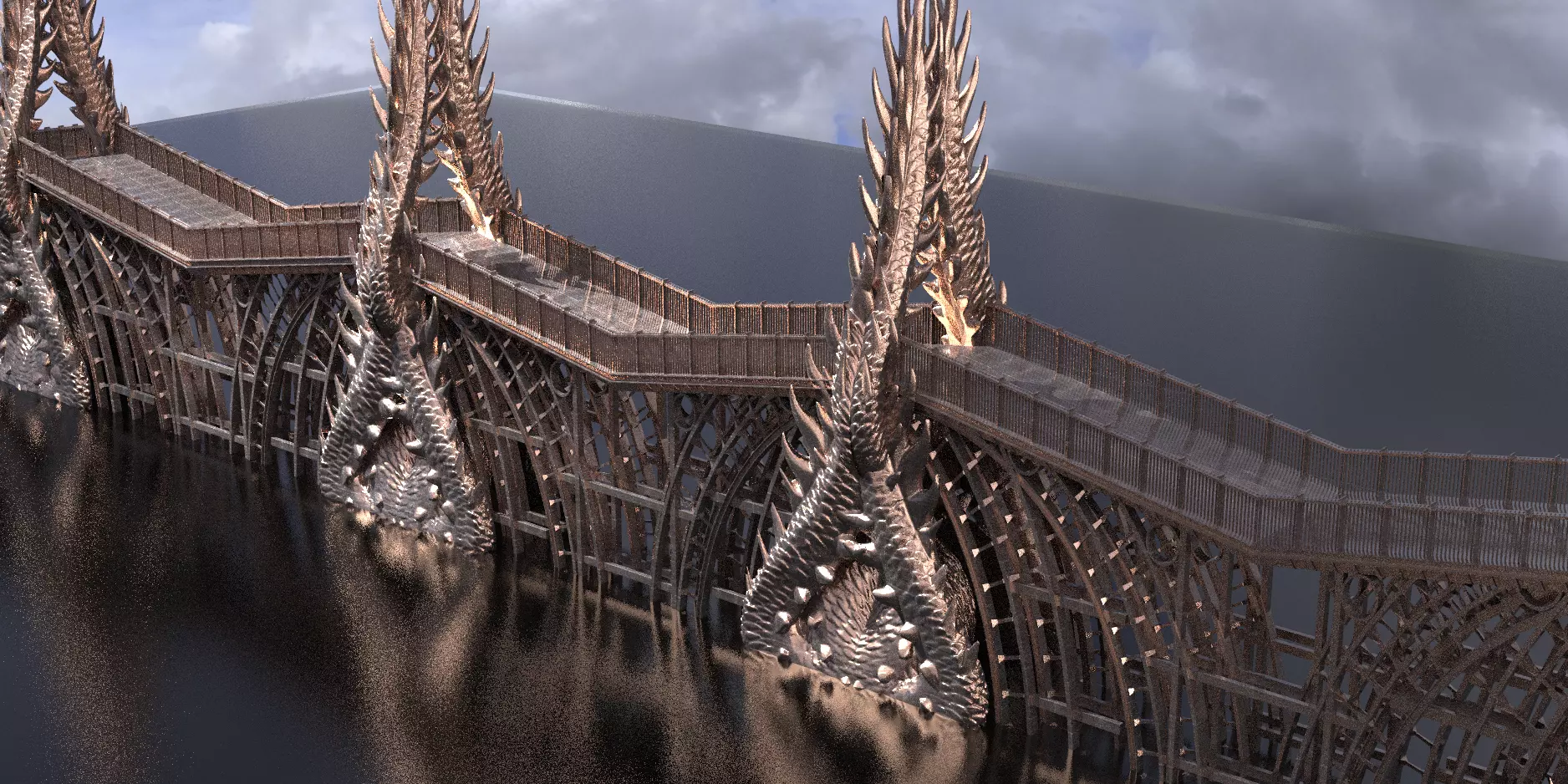 Dragon Ornate bridge 3D model_0
