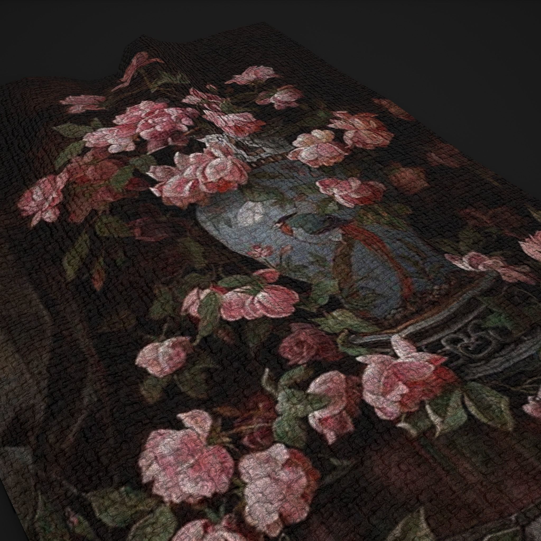 Medieval Pink Flower Tapestry Low-poly 3D model_9