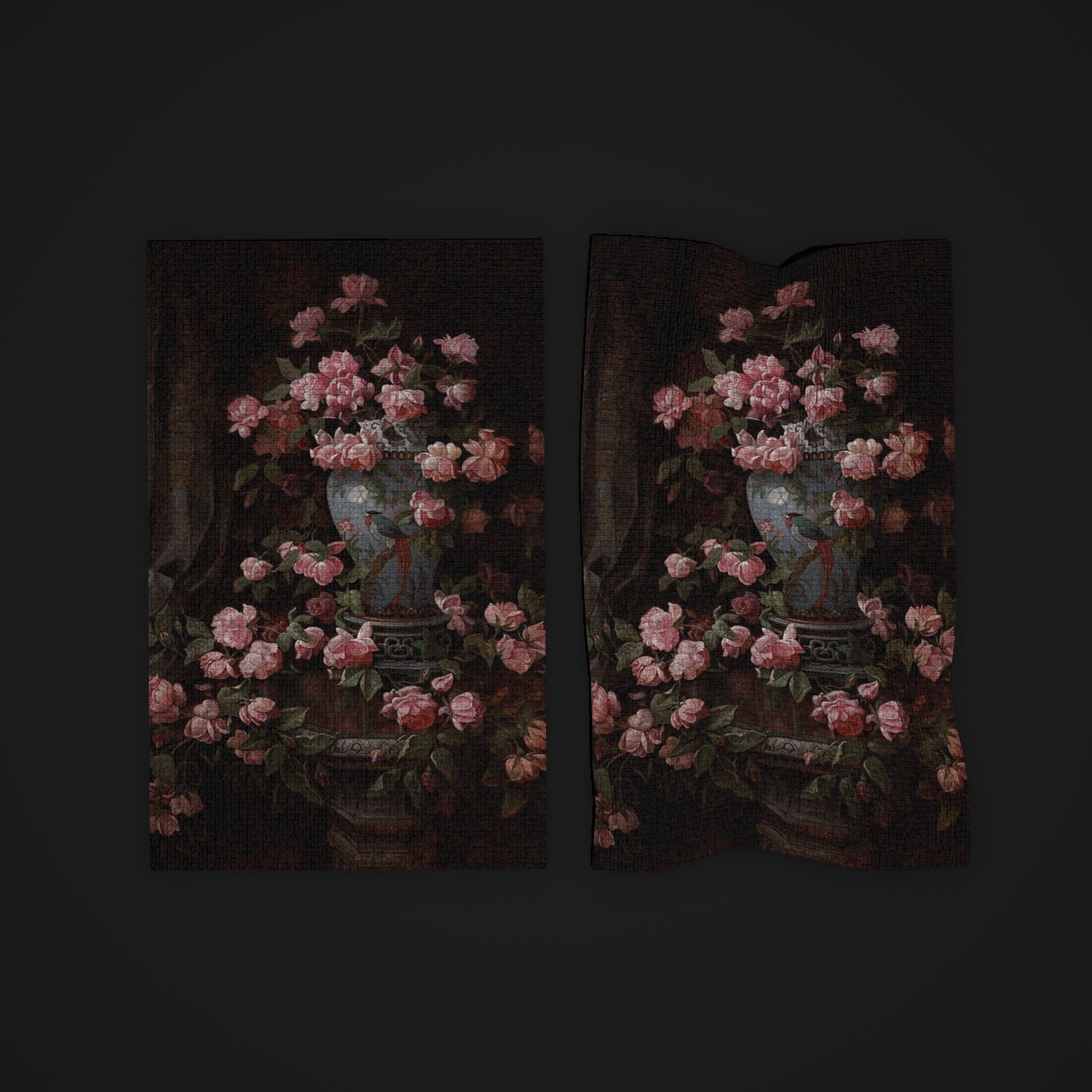Medieval Pink Flower Tapestry Low-poly 3D model_3