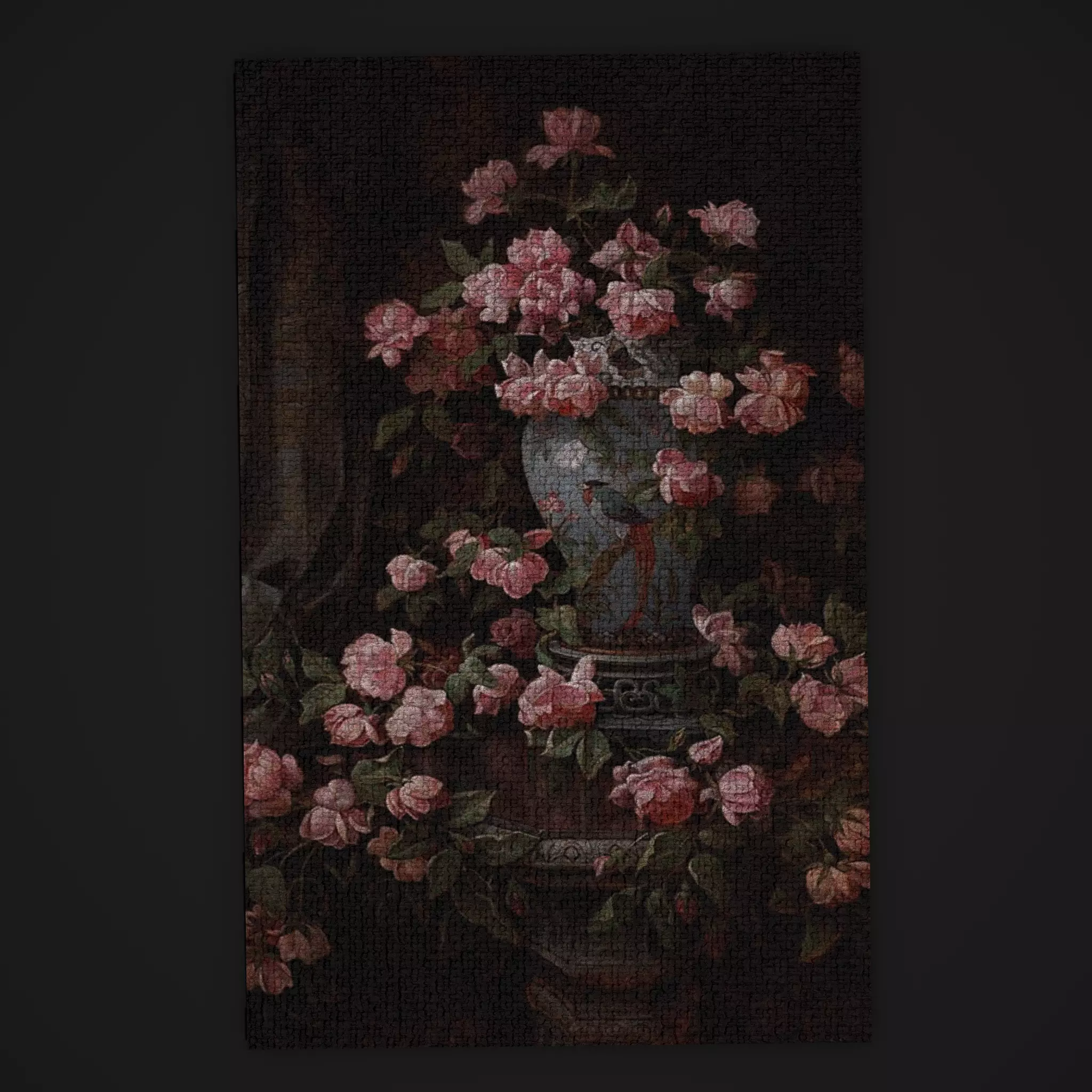 Medieval Pink Flower Tapestry Low-poly 3D model_0