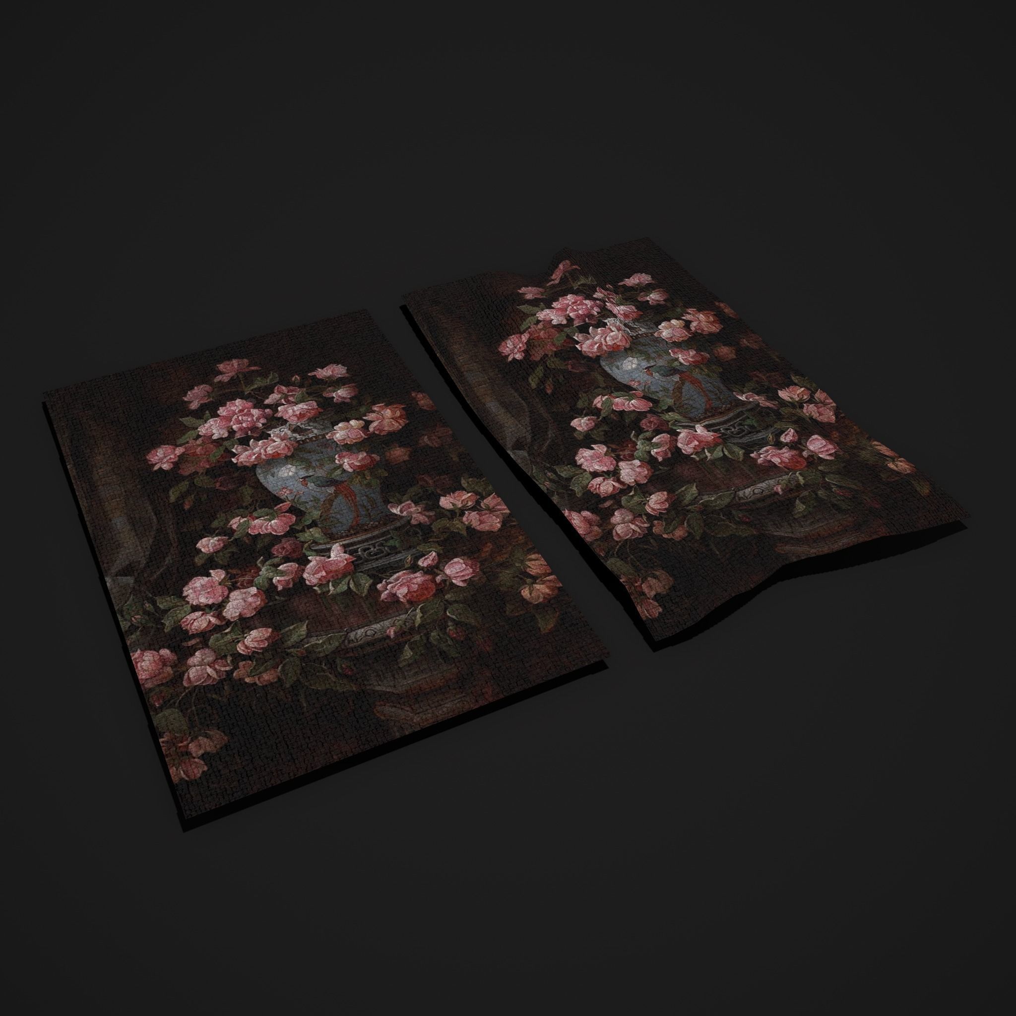 Medieval Pink Flower Tapestry Low-poly 3D model_2