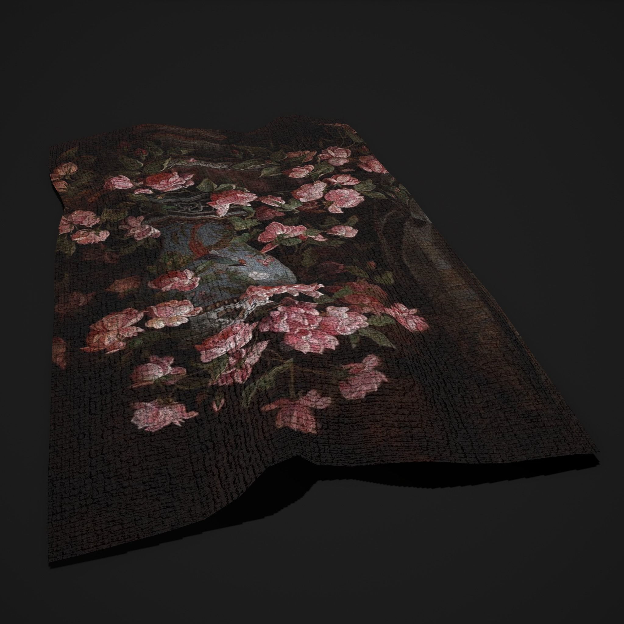 Medieval Pink Flower Tapestry Low-poly 3D model_6