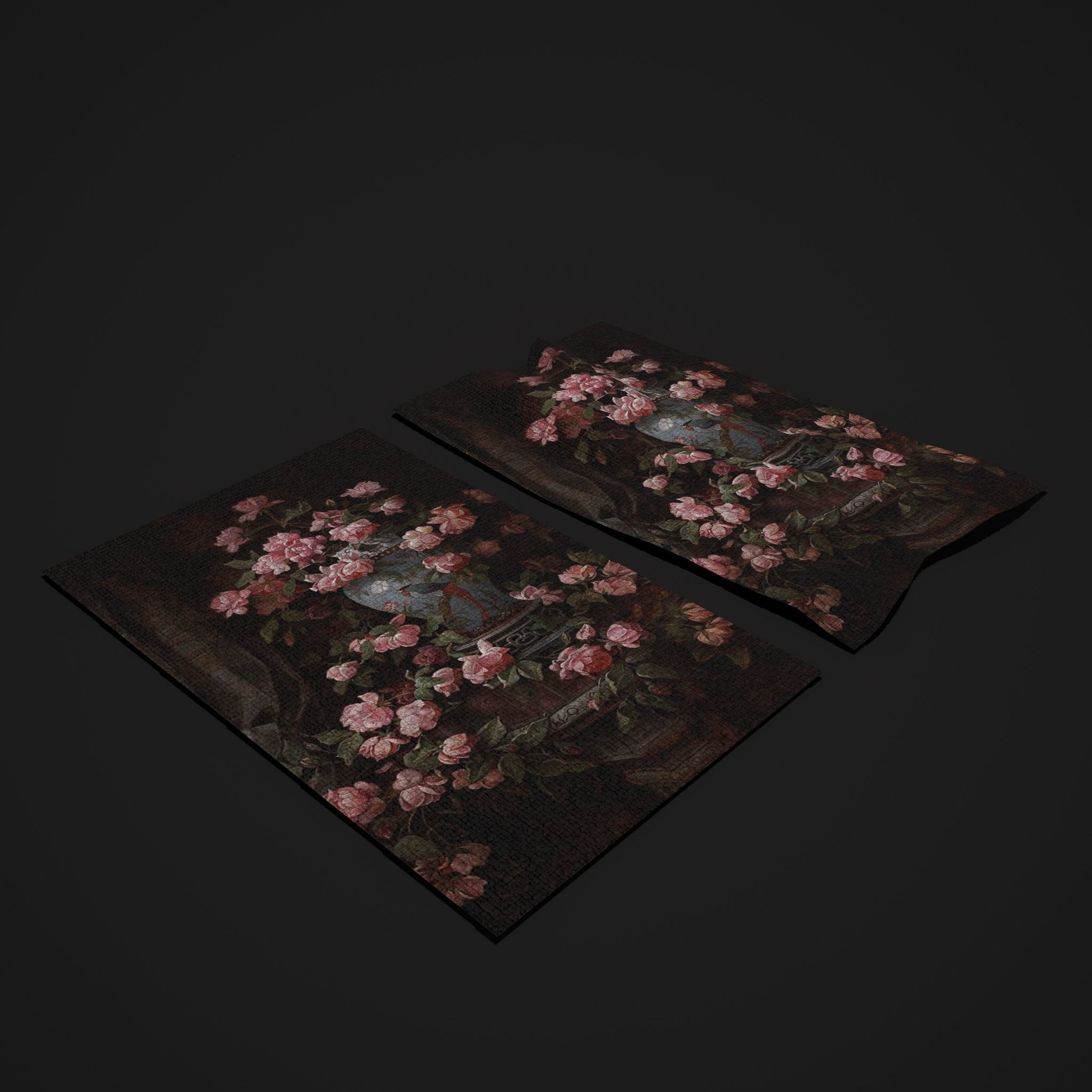 Medieval Pink Flower Tapestry Low-poly 3D model_8