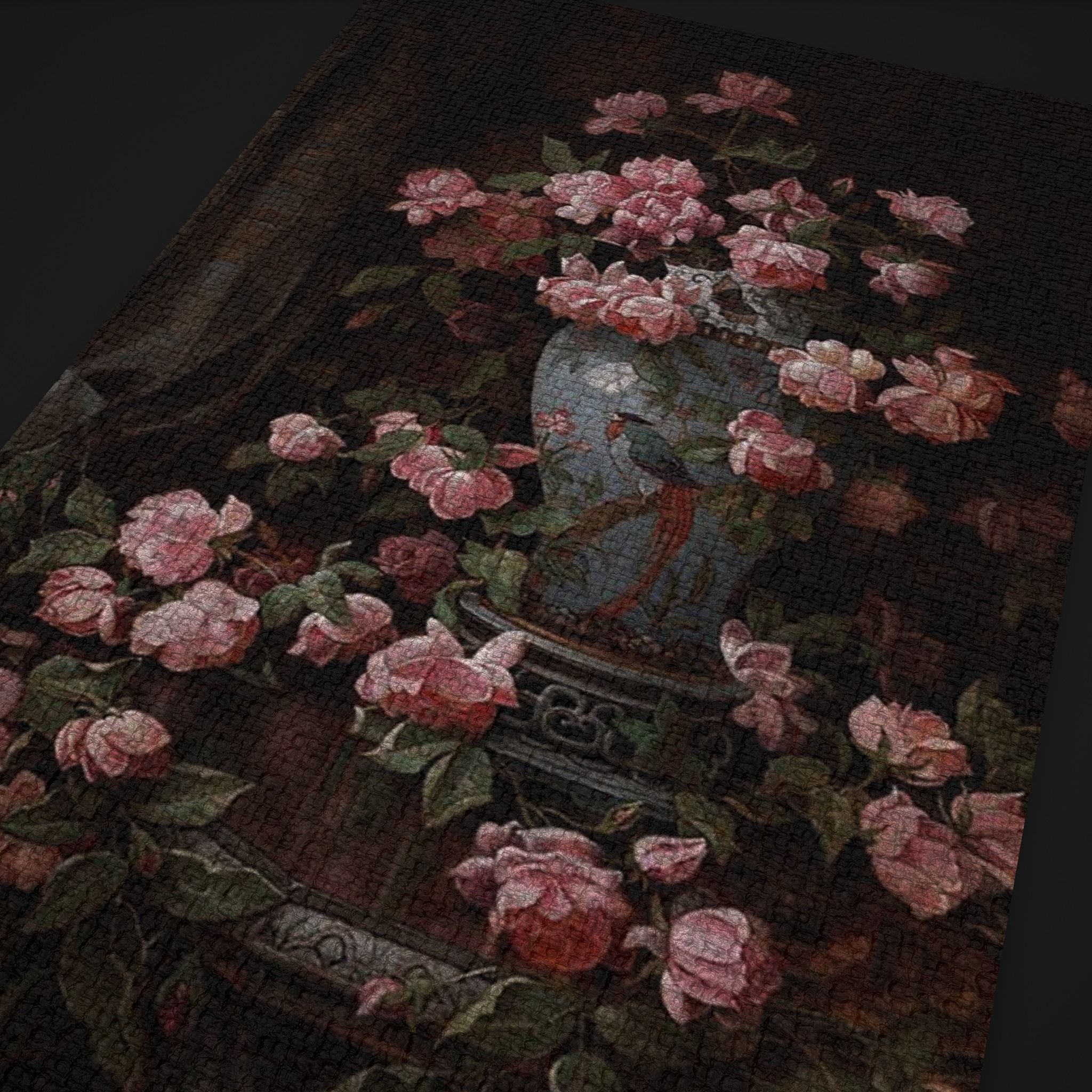 Medieval Pink Flower Tapestry Low-poly 3D model_10