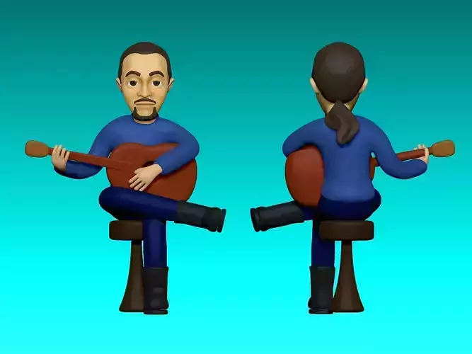 The Guitarist man playing acoustic guitar 3D model